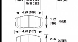 Колодки тормозные HB202E.580 HAWK Blue 9012 Toyota Corolla 15 mm