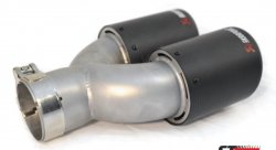 Насадка на глушитель, двойная, AKRAPOVIC карбон, D посадочный 63 мм / наруж 90 мм, ПРАВ.