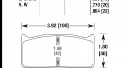Колодки тормозные HB167V.778 HAWK DTC-50; AP Racing, Alcon, Brembo 20mm