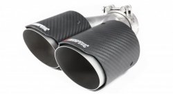 Насадка на глушитель, двойная, AKRAPOVIC EVO Style карбон, D посадочный 63 мм / наруж 90 мм, ЛЕВАЯ,