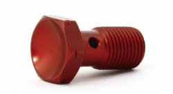 Болт (штуцер) для banjo M10x1 L=20mm алюминий КРАСНЫЙ, Goodridge 992-03-31DR