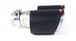 Насадка на глушитель, двойная, AKRAPOVIC EVO карбон, D посадочный 57 мм / наруж 90 мм, ЛЕВАЯ