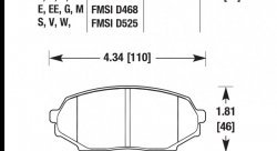 Колодки тормозные HB148S.560 HAWK HT-10 Mazda Miata MX-5 1.6L 14 mm