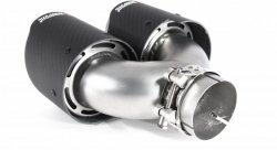 Насадка на глушитель, двойная, AKRAPOVIC EVO style карбон, D посадочный 63 мм / наруж 101 мм, ЛЕВАЯ,