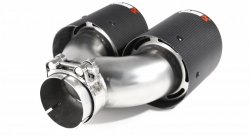 Насадка на глушитель, двойная, AKRAPOVIC style карбон, D посадочный 63 мм / наруж 101 мм, ПРАВ.