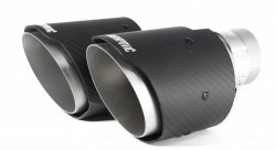 Насадка на глушитель, двойная, AKRAPOVIC EVO style карбон, D посадочный 63 мм / наруж 101 мм, ПРАВ.