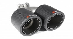 Насадка на глушитель, двойная, AKRAPOVIC карбон, D посадочный 57 мм / наруж 101 мм, ЛЕВАЯ