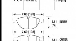 Колодки тормозные HB676F.671 HAWK HPS BMW M5, M6 (E60, E61, E63, E64)