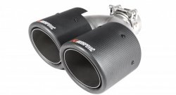 Насадка на глушитель, двойная, AKRAPOVIC карбон, D посадочный 57 мм / наруж 101 мм, ЛЕВАЯ
