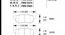 Колодки тормозные HB350EE.496 HAWK Blue 42; Acura/Honda (Rear) 13mm