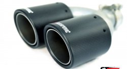 Насадка на глушитель, двойная, AKRAPOVIC карбон, D посадочный 51 мм / наруж 90 мм, ПРАВ. AC25190R