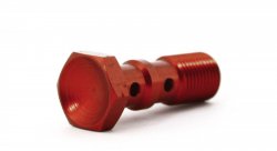 Болт (штуцер) двойной для banjo M10x1 L=30 mm алюминий КРАСНЫЙ, Goodridge 993-03-31DR