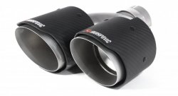 Насадка на глушитель, двойная, AKRAPOVIC EVO style карбон, D посадочный 63 мм / наруж 101 мм, ПРАВ.