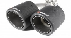 Насадка на глушитель, двойная, AKRAPOVIC карбон, D посадочный 57 мм / наруж 101 мм, ПРАВ.