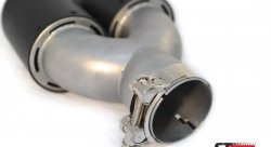 Насадка на глушитель, двойная, AKRAPOVIC карбон, D посадочный 63 мм / наруж 90 мм, ПРАВ.