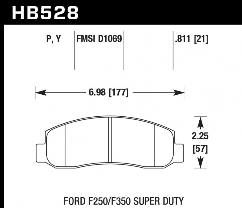 Колодки тормозные HB528Y.811 HAWK LTS перед Ford F250, F350