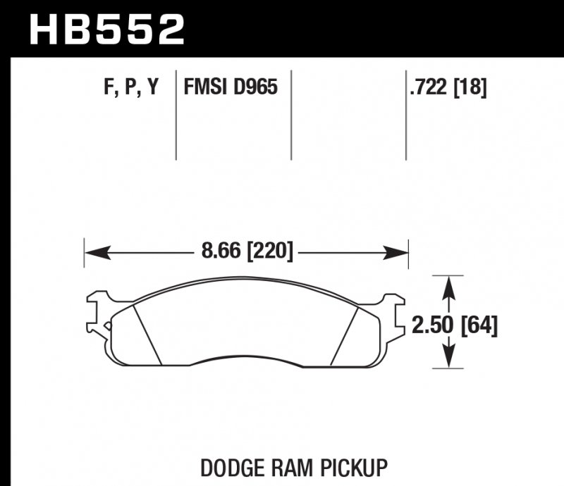 Колодки тормозные HB552Y.722 HAWK LTS DODGE RAM