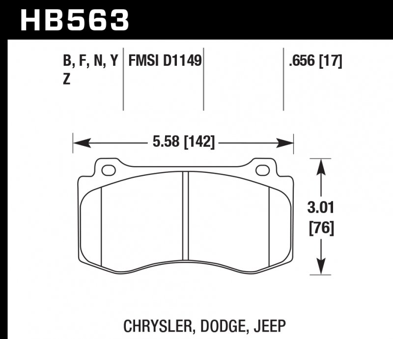 Колодки тормозные HB563F.656 HAWK HPS Jeep Cherokee SRT8 2006-2010