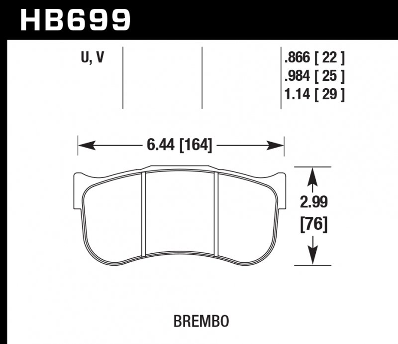 Колодки тормозные HB699V.866 HAWK DTC-50; Brembo GT-3 caliper (wide annulus) 22mm