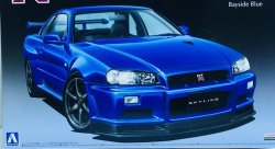 Сборная модель Aoshima 00859 Nissan R34 Skyline GT-R V-Spec II (Bayside Blue)