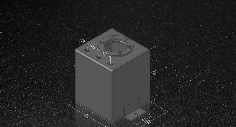 Бак топливный, 2 л, вход - AN6, выход - AN6, с отверстием для насоса 044, алюминиевый, черный