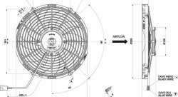 Вентилятор охлаждения SPAL (ВТЯГИВАЮЩИЙ) 12" (305 мм) 12V производительность 2070 м³/ч