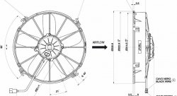 Вентилятор охлаждения SPAL универсальный 12" (305 мм) 12V 2780 м³/ч