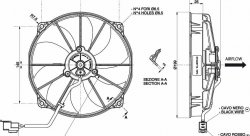 Вентилятор охлаждения SPAL универсальный 7" (182 мм) 12V 700 m³/h