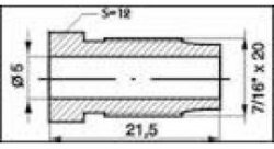 Штуцер WPP-114 (7/16X20, L=21.5MM, S=12, D=5MM) УНИВЕРСАЛЬНЫЙ AN4