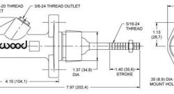 Цилиндр главный тормозной WILWOOD диаметр 0.700" / ход 1,4" универсальный (алюминиевый) 3/8-24"