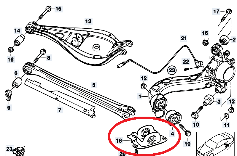 Кронштейн усиленный заднего продольного рычага BMW 3 E46 (2шт)