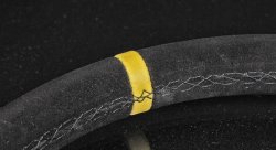 Руль 355 мм, нулевой вылет, замша, черная нить