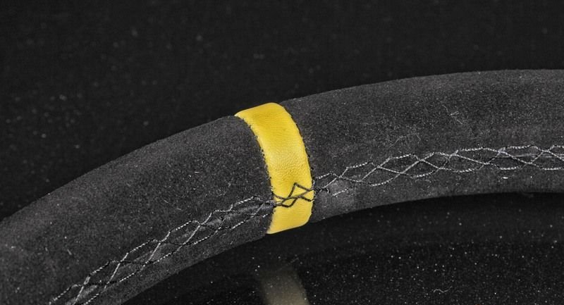 Руль 355 мм, нулевой вылет, замша, черная нить