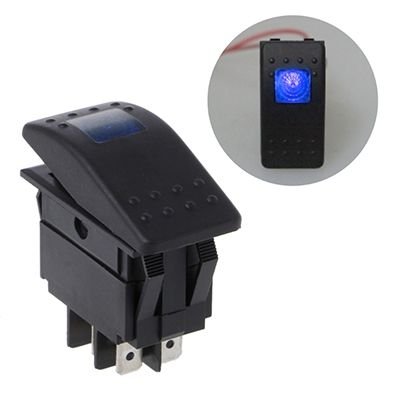 Кнопка включатель-выключатель в авто 16А с синей подсветкой