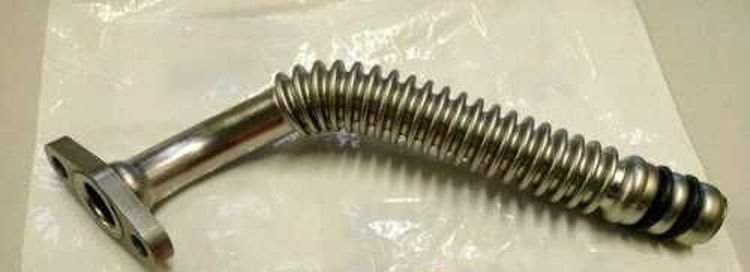 Трубка слива масла с турбины гофрированная 190мм, большой фланец (T3)