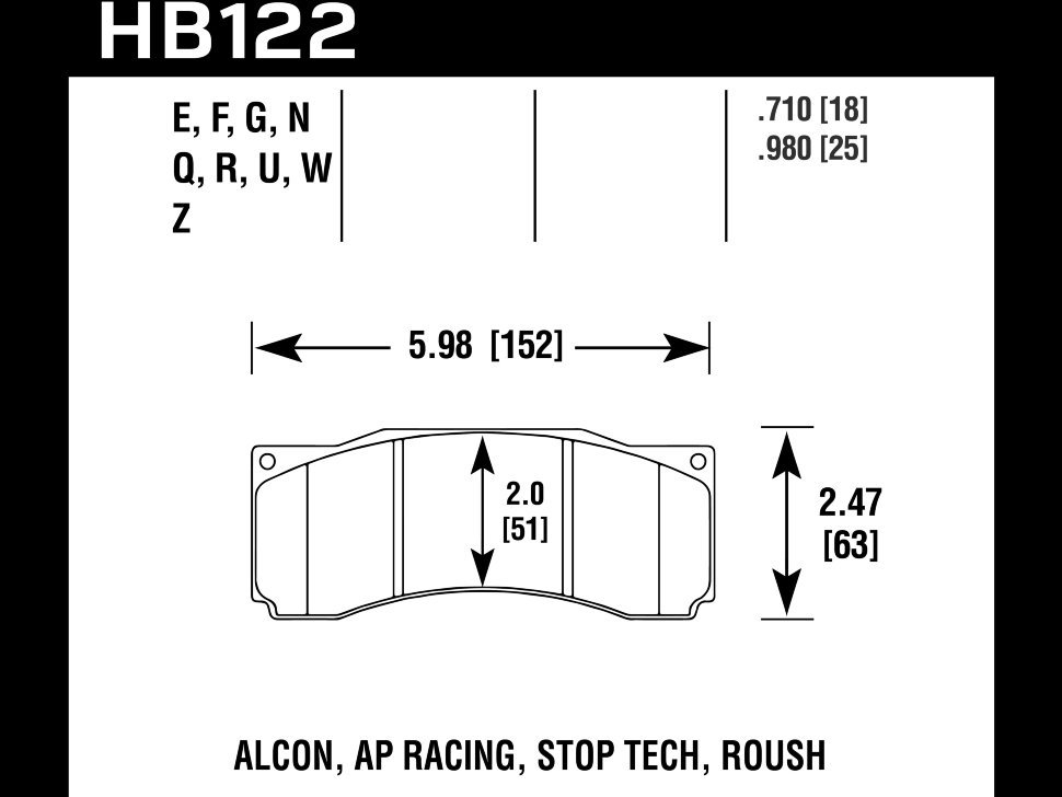 Колодки тормозные HB122Q.980 HAWK DTC-80 AP Racing, Alcon