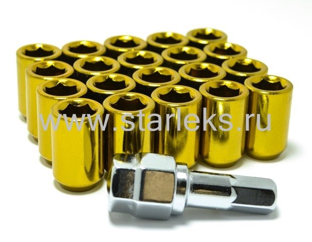 Комплект Гаек колесных M12x1,5 золотые, высота 35мм