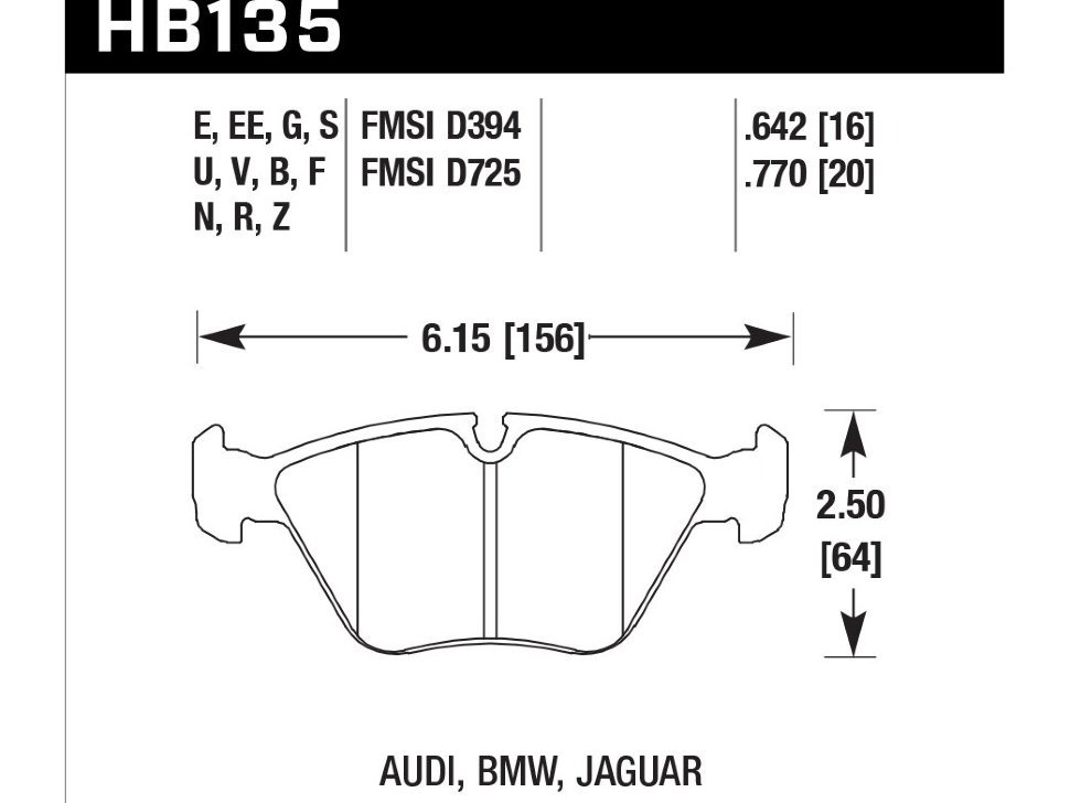 Колодки тормозные HB135S.760 HAWK HT-10 BMW