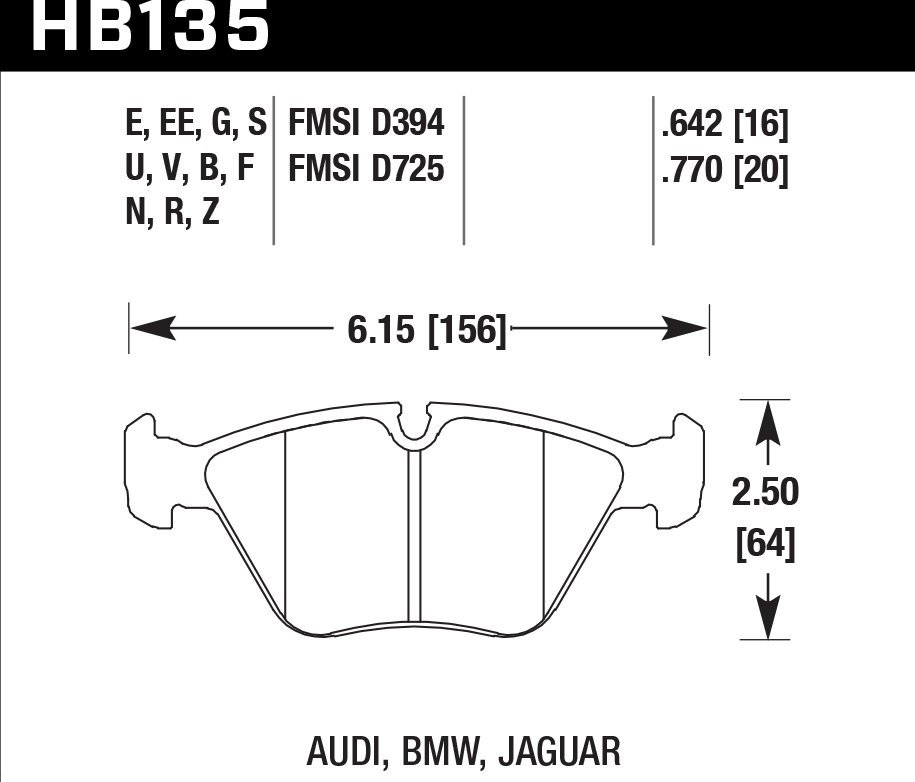Колодки тормозные HB135N.760 HAWK HP Plus передние BMW M3 E46 / M3 3.0 E36