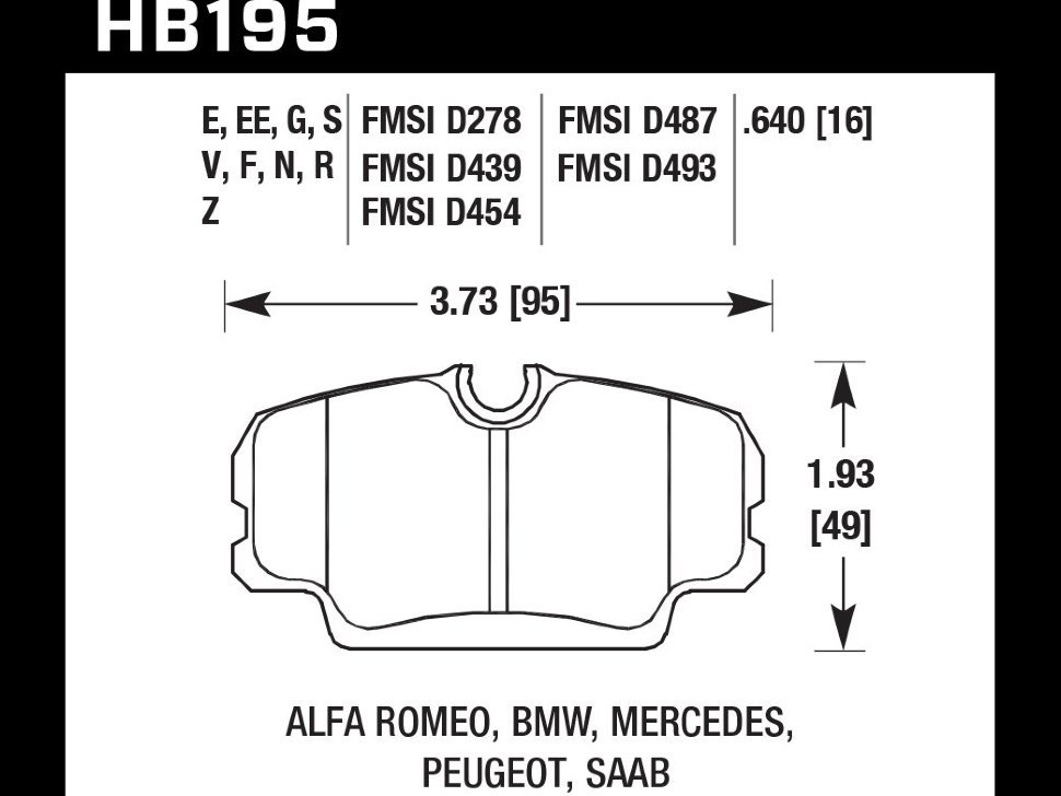 Колодки тормозные HB195Q.640 HAWK DTC-80 BMW E30