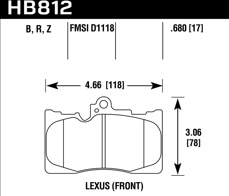 Колодки тормозные HB812B.680 HAWK HPS 5.0 Lexus GS350  передние