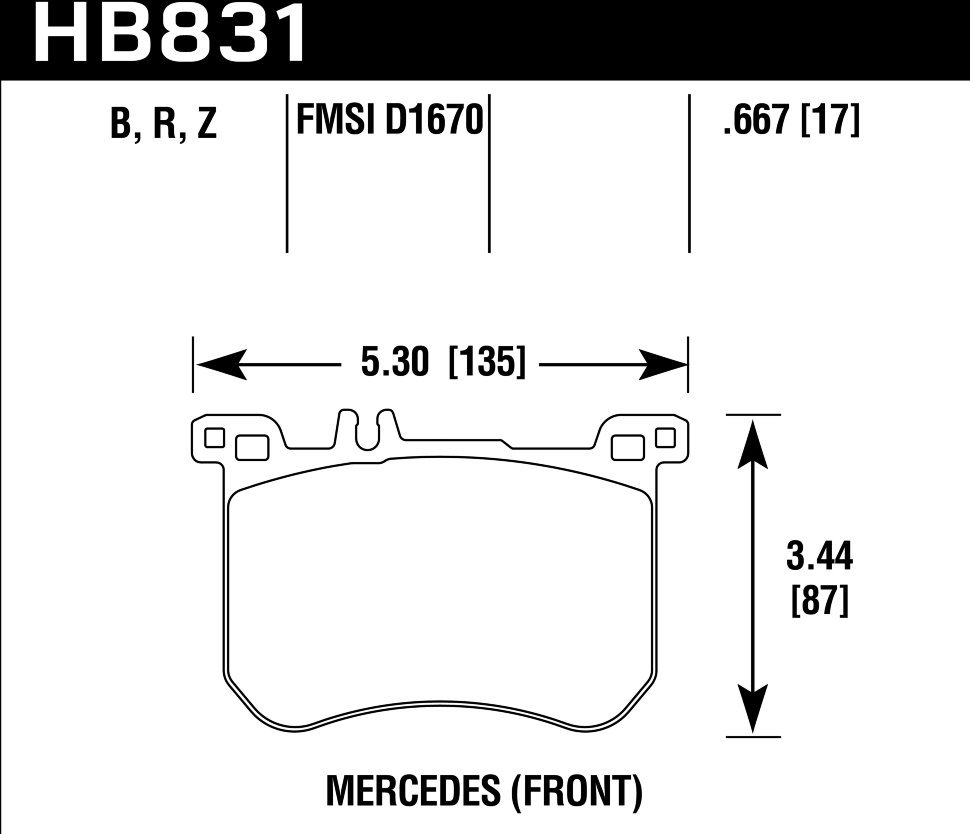 Колодки тормозные HB831B.667 HAWK HPS 5.0 Mercedes-Benz SL400  передние