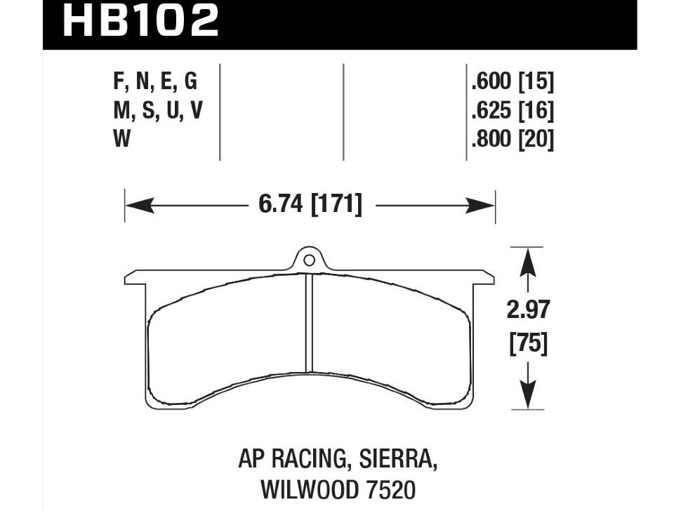 Колодки тормозные HB102Q.600 HAWK DTC-80 AP Racing 6, Sierra/JFZ, Wilwood