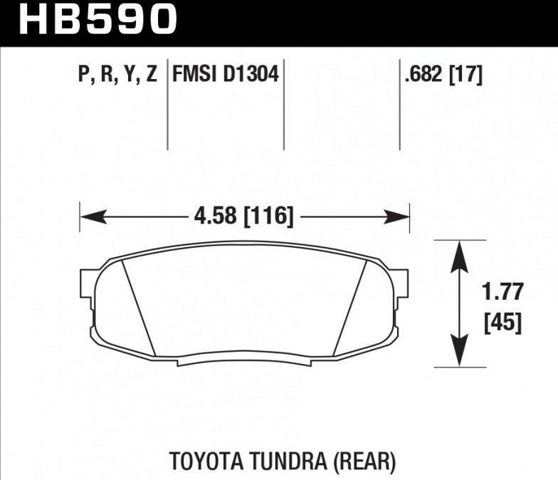 Колодки тормозные HB590N.682 HAWK HP Plus задн. Pajero 4 / Lexus LX570, LX450D / Toyota LC200