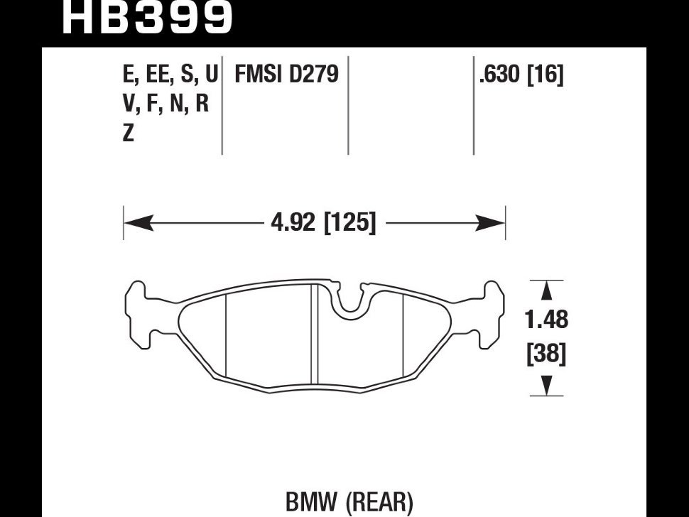 Колодки тормозные HB399G.630 HAWK DTC-60 BMW (Rear)