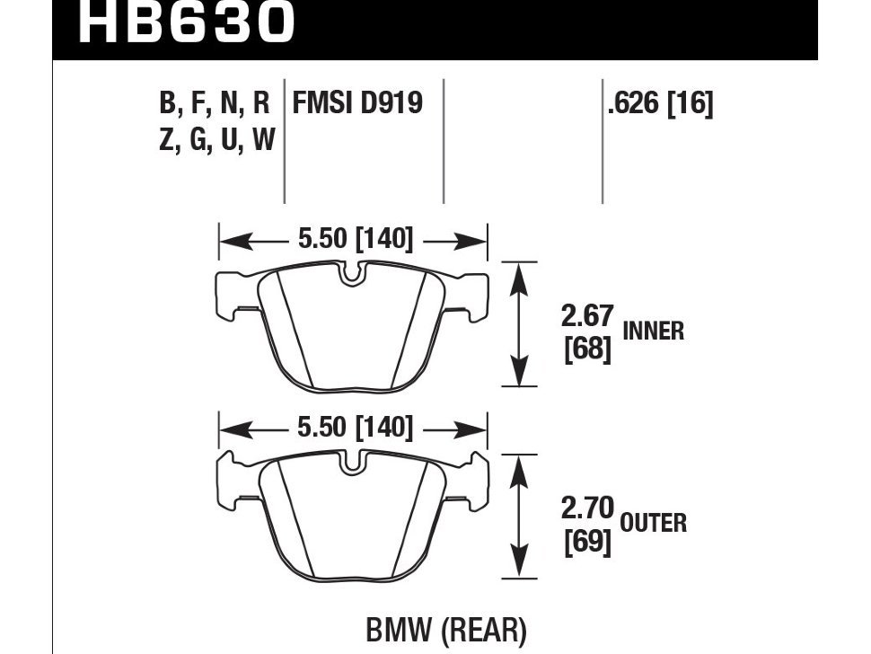 Колодки тормозные HB630Q.626 HAWK DTC-80 BMW (Rear)