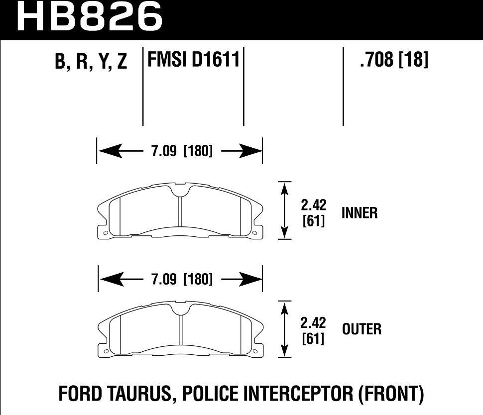 Колодки тормозные HB826Z.708 HAWK PC Ford Explorer AWD передние