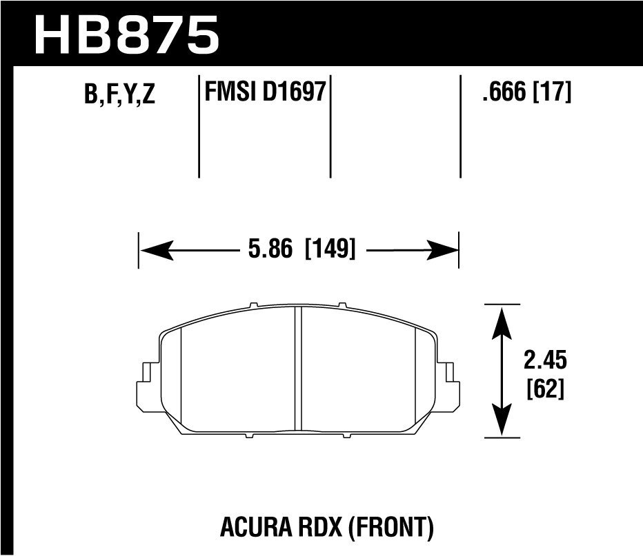 Колодки тормозные HB875Z.666 HAWK PC Acura RDX  передние