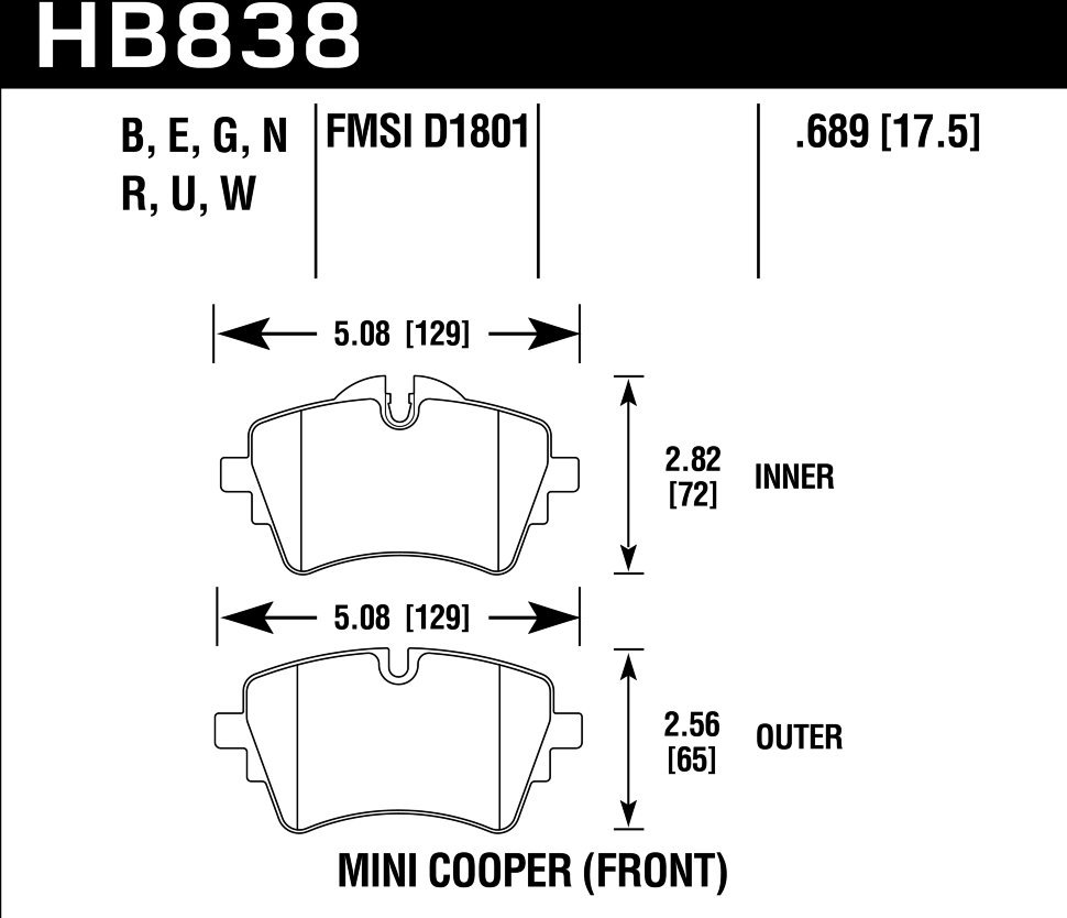 Колодки тормозные HB838U.689