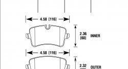 Колодки тормозные HB823Z.652 HAWK PC задние Audi RS5; RS7; S7; S6; Porsche Macan